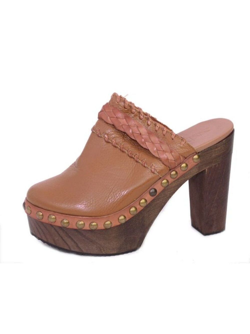 US 10.5 Sixtyseven Beth Mules Doll Brandy Leather